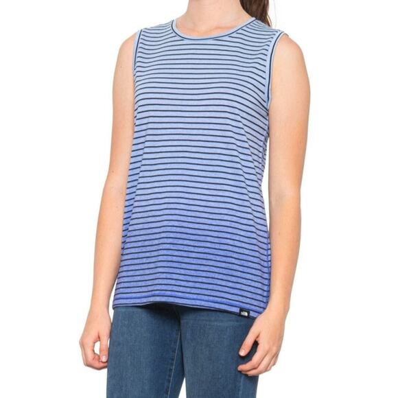 The North Face Striped Dip Dye Tank Top Womens Sz XL Blue Sleeveless Crewneck - Picture 1 of 13